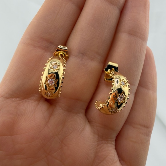 Elegant Gold and Silver Hoop Earrings - Picture 11 of 11